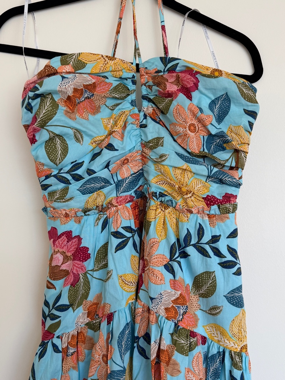 Vince Sky Blue Floral Strapless Midi Dress - Picture 3 of 3